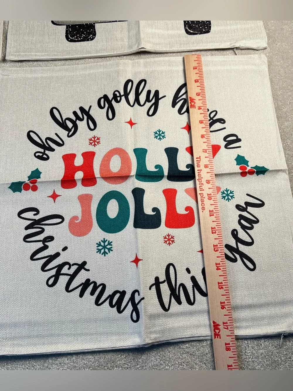 Christmas Pillow Covers Set of 4 Lamb Gnomes Holly Jolly Woven